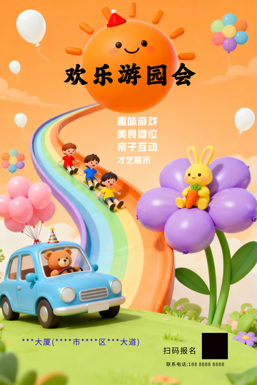 卡通欢乐游园会宣传海报