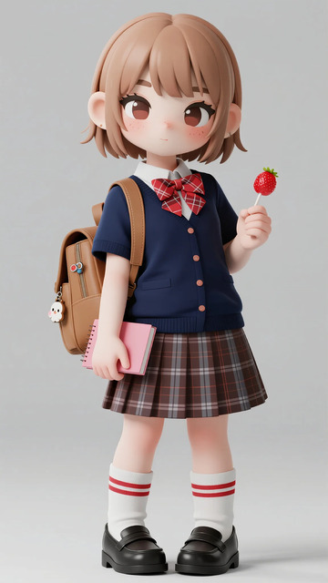 可爱校园风女孩3D模型