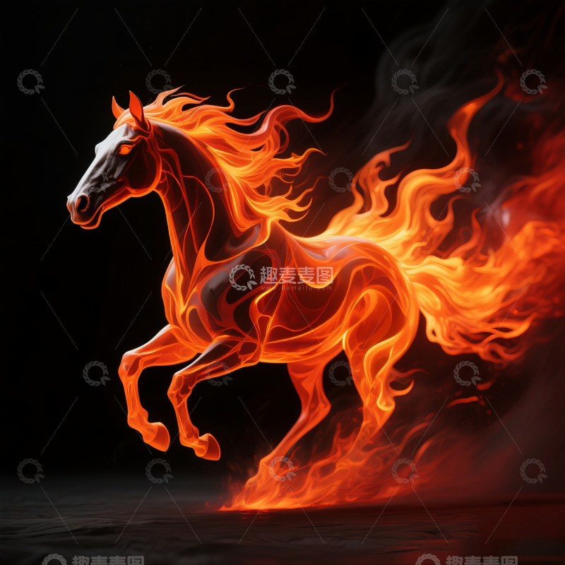 高清大图下载【趣麦麦图】马与火焰融合2