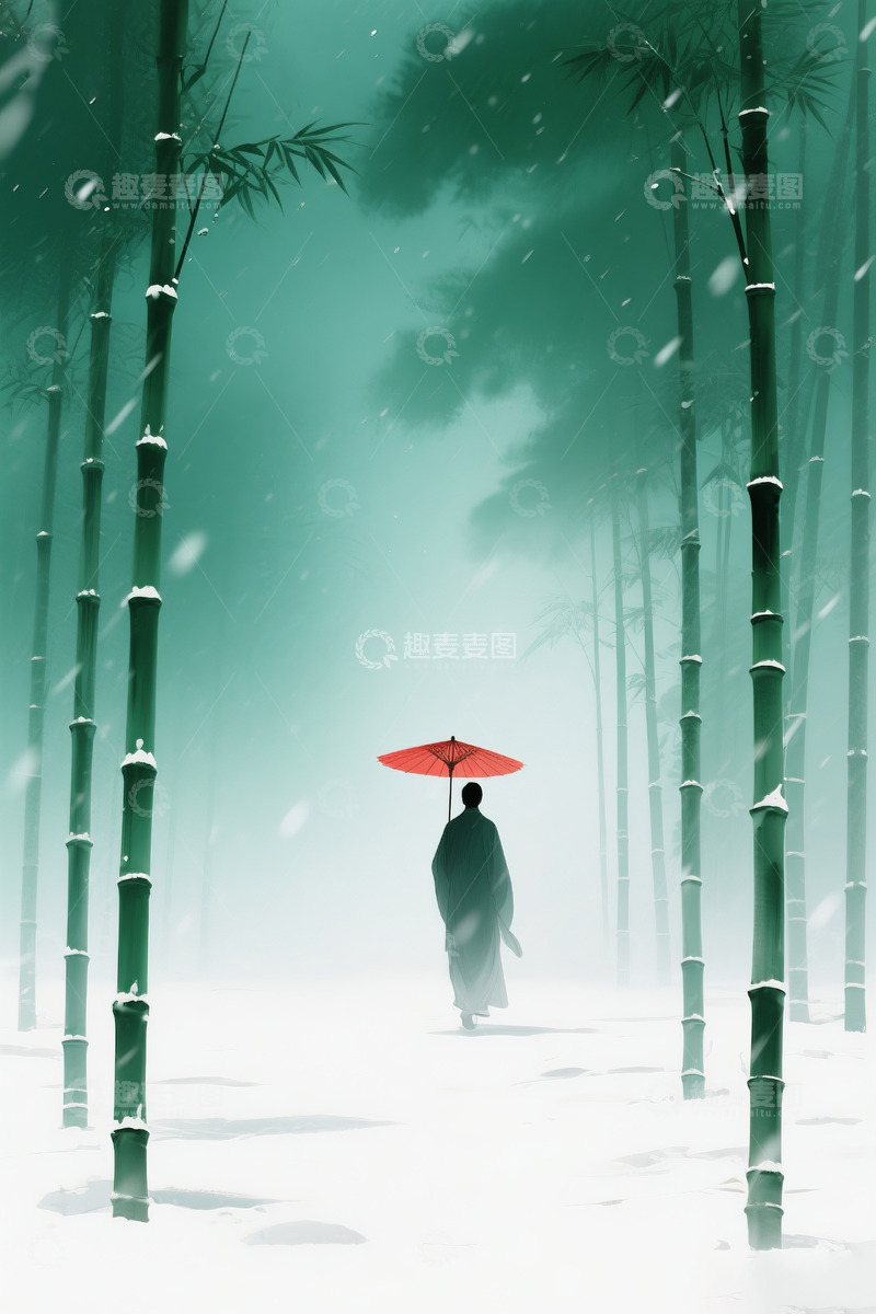 高清大图下载【趣麦麦图】竹林绿色背景