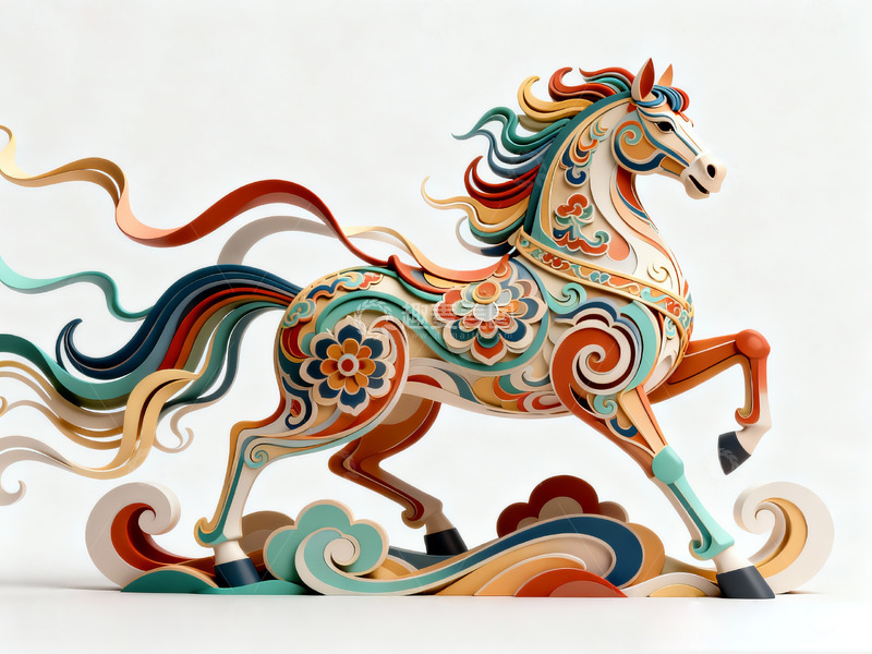 高清大图下载【趣麦麦图】敦煌生肖马2