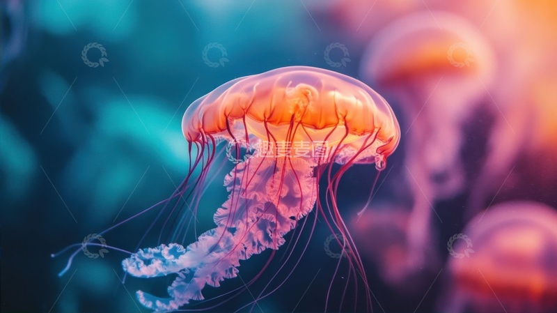 高清大图下载【趣麦麦图】大海里游泳的一只水母