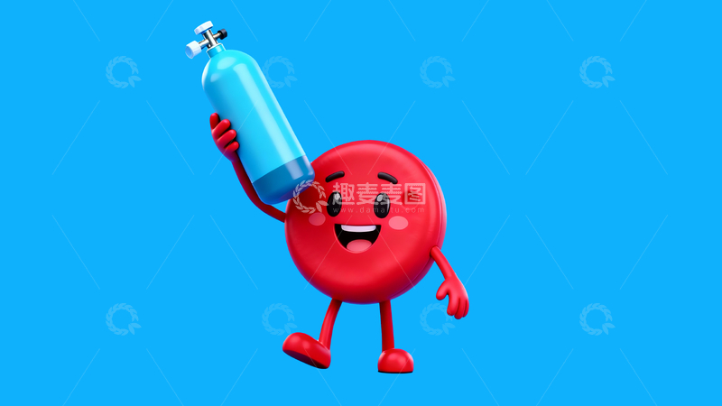 源文件下载【趣麦麦图】-扛着氧气瓶的红细胞4