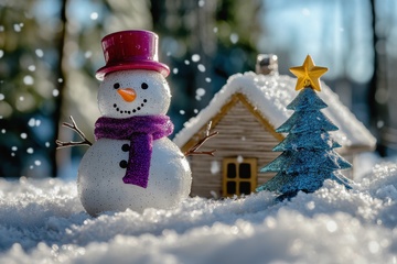 微景观雪人小木屋建筑