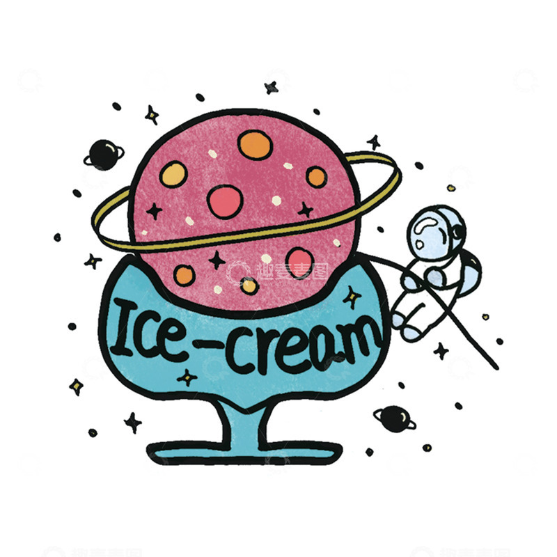 高清大图下载【趣麦麦图】太空创意冰淇淋插画