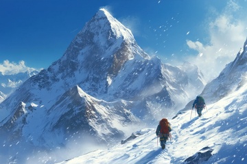 攀爬雪山的旅人