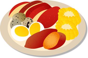 早餐鸡蛋红薯玉米苹果片