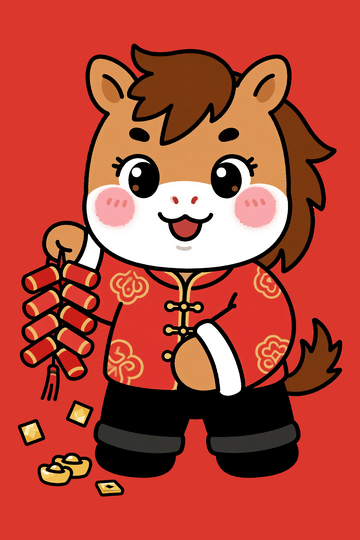 马年春节主题小马1