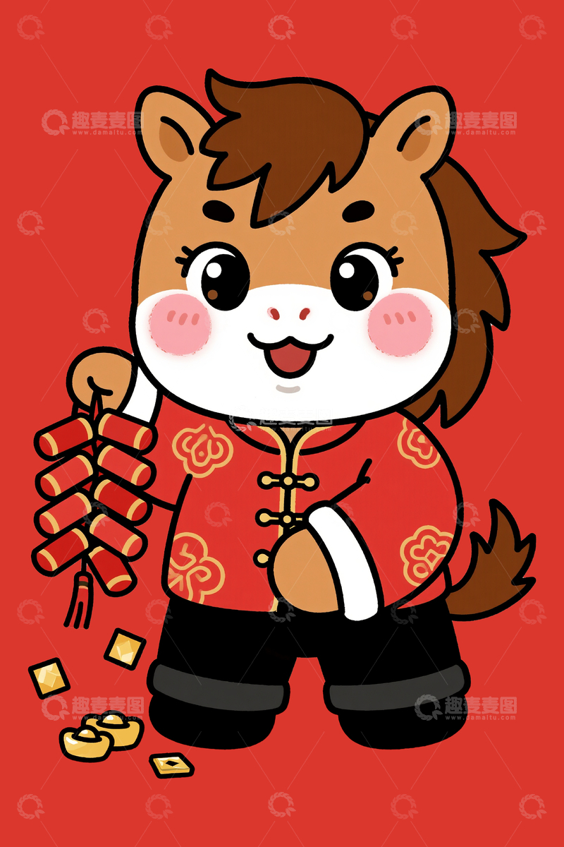 源文件下载【趣麦麦图】马年春节主题小马1