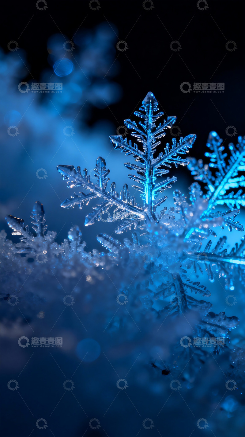 高清大图下载【趣麦麦图】微距摄影雪花特写1