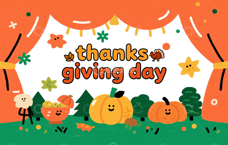 高清大图下载【趣麦麦图】卡通感恩节庆祝插画素材