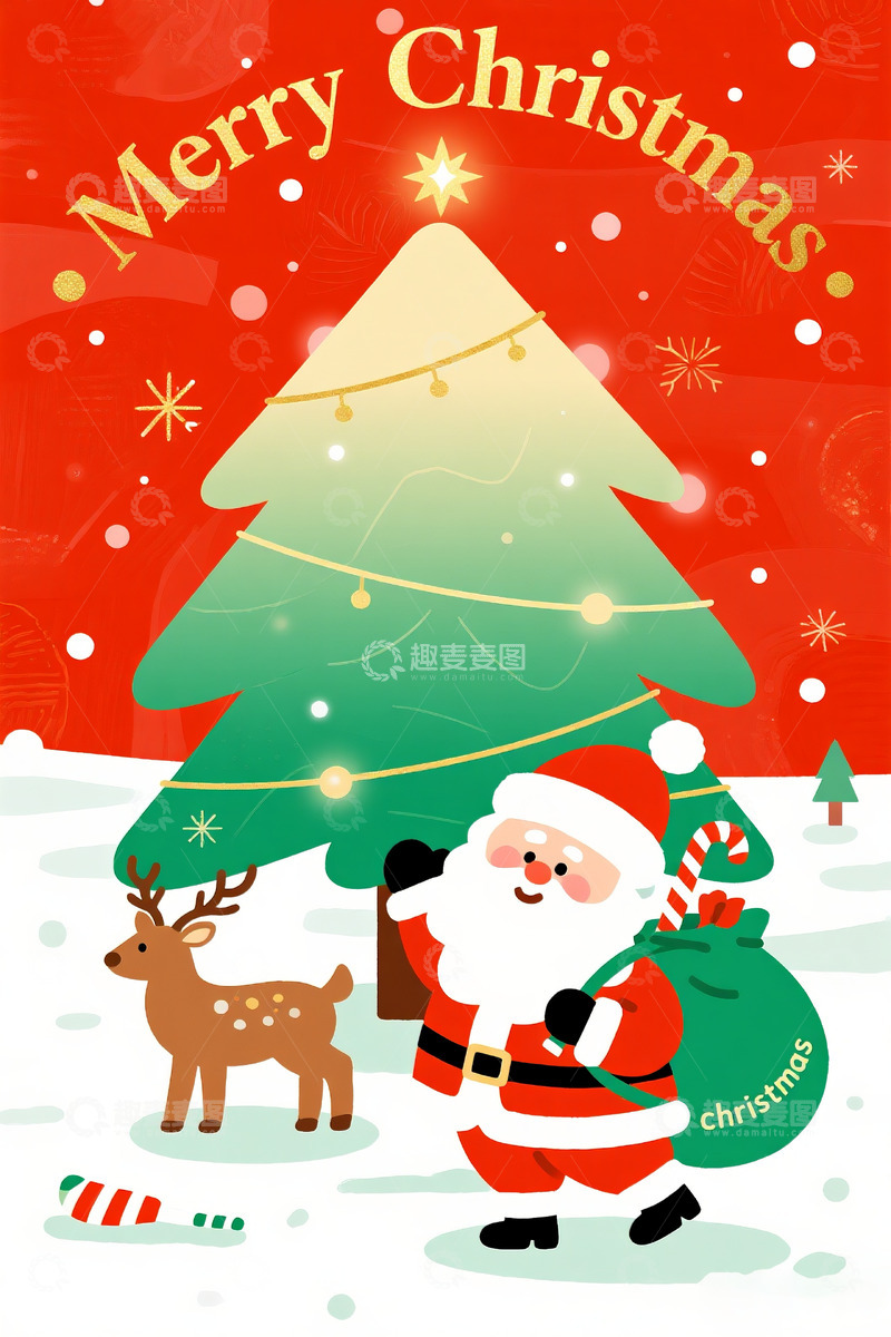 高清大图下载【趣麦麦图】圣诞节主题插画