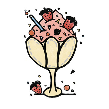 卡通草莓冰淇淋饮料插画