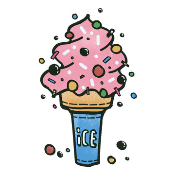 卡通冰淇淋甜点插画素材