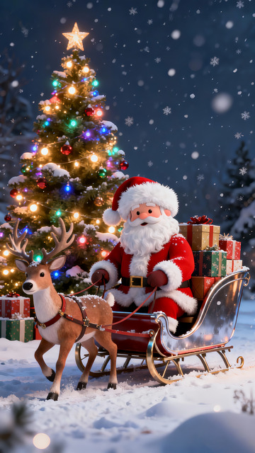 圣诞节雪中场景