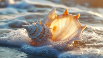 沙滩边的一只海螺