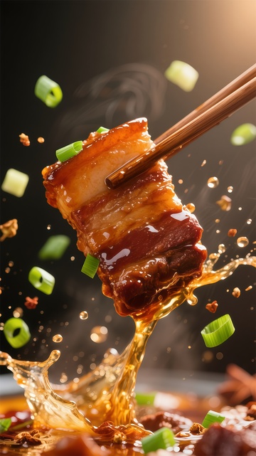 美食摄影红烧肉动感画面