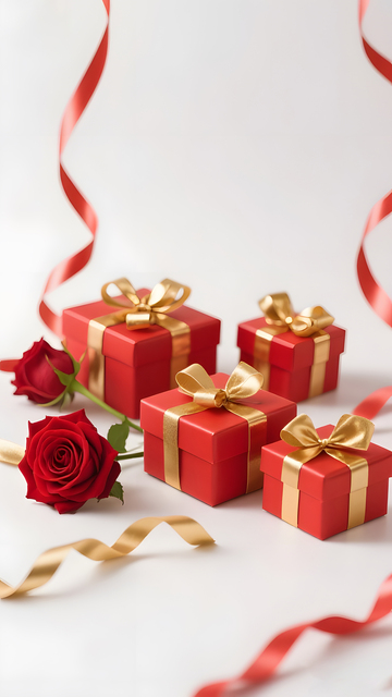 节日礼物礼盒玫瑰花布置