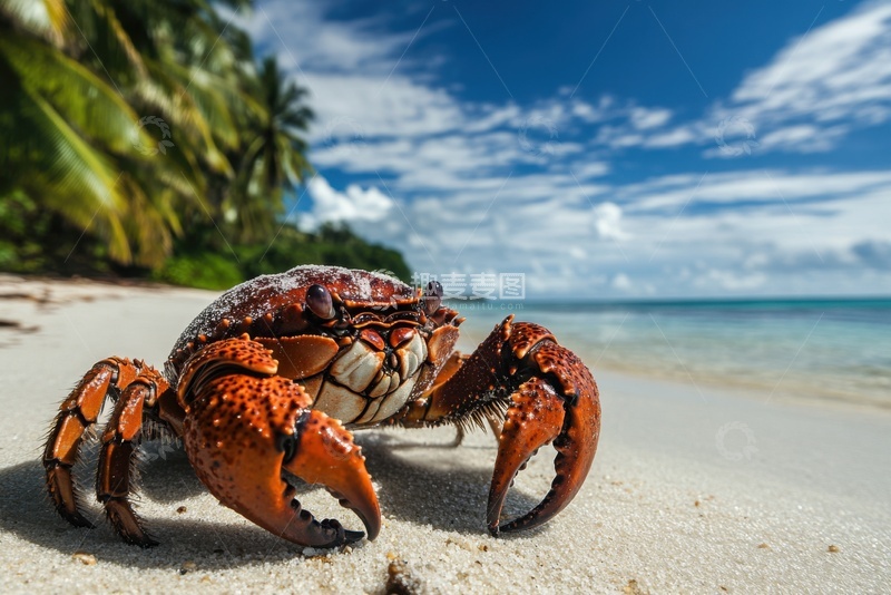 高清大图下载【趣麦麦图】大海上的一只螃蟹