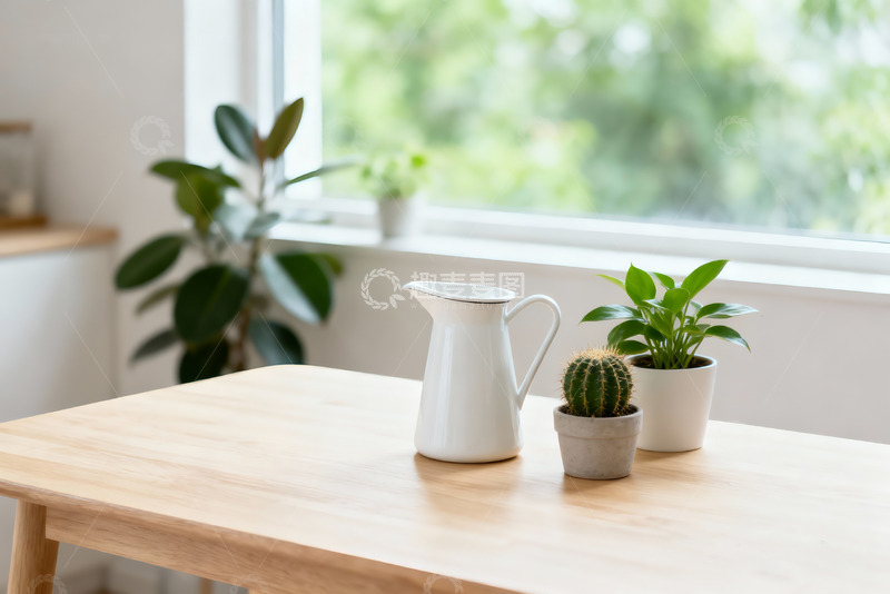 高清大图下载【趣麦麦图】窗台木台绿植背景