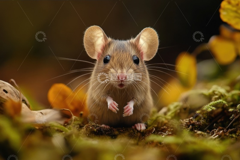 高清大图下载【趣麦麦图】青苔上的可爱小老鼠