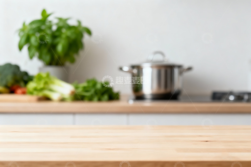 高清大图下载【趣麦麦图】厨房木台蔬菜锅具餐饮素材0