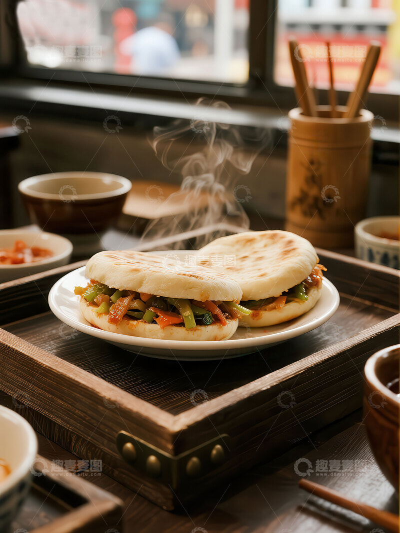 高清大图下载【趣麦麦图】擦夹馍  丰俭  健康  