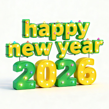 新年欢乐庆祝3D艺术字