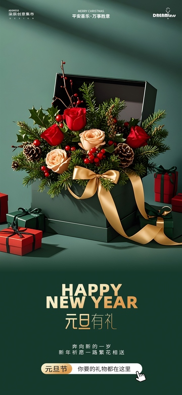 元旦新年礼物海报