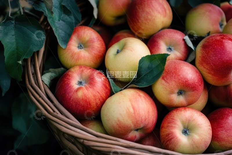 高清大图下载【趣麦麦图】一篮子新鲜的红苹果