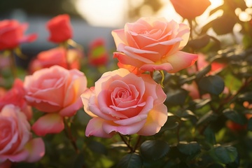 粉色的玫瑰花花田