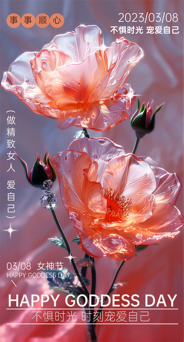 鲜花女神节祝福平面设计素材