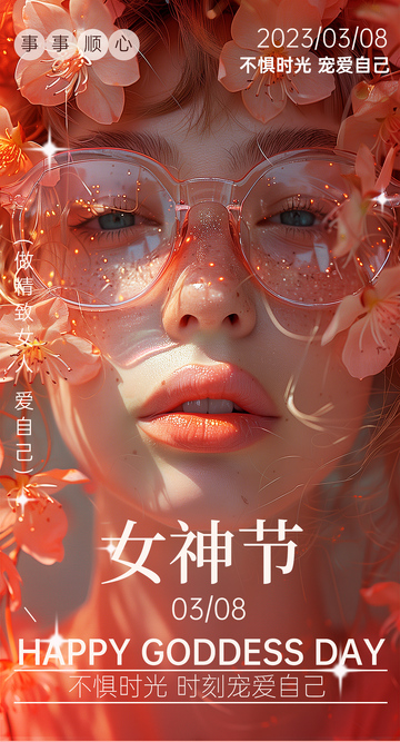 女神节浪漫花卉滤镜海报设计素材