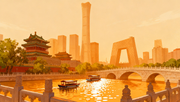 古城新貌黄昏美景