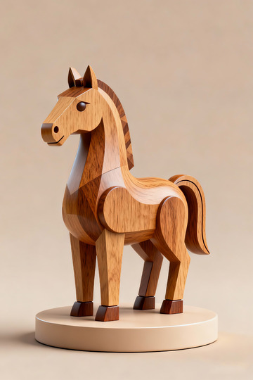 木雕生肖马摆件1