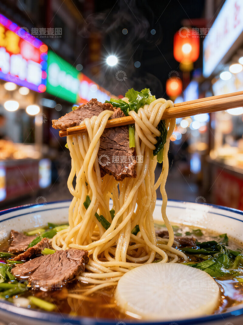 高清大图下载【趣麦麦图】拉面  筋道  蒜苗  