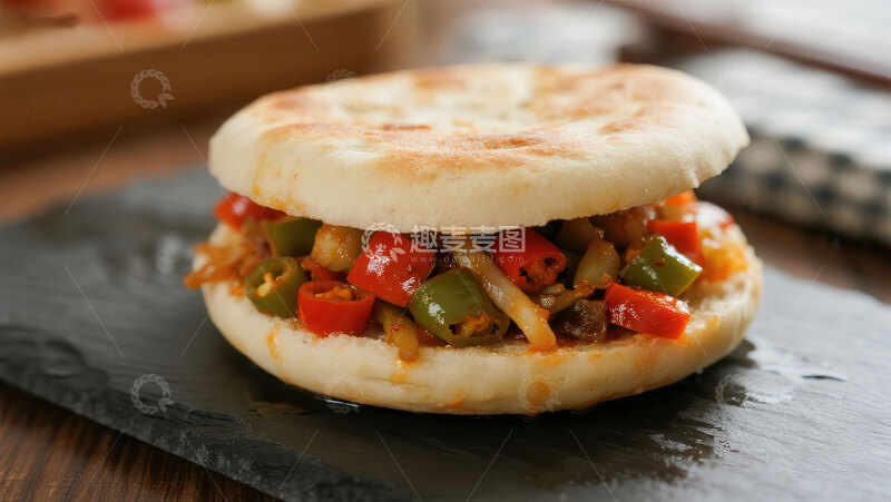 高清大图下载【趣麦麦图】夹馍  生猛  冒汗  