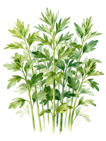 水彩植物插画绿叶装饰图案