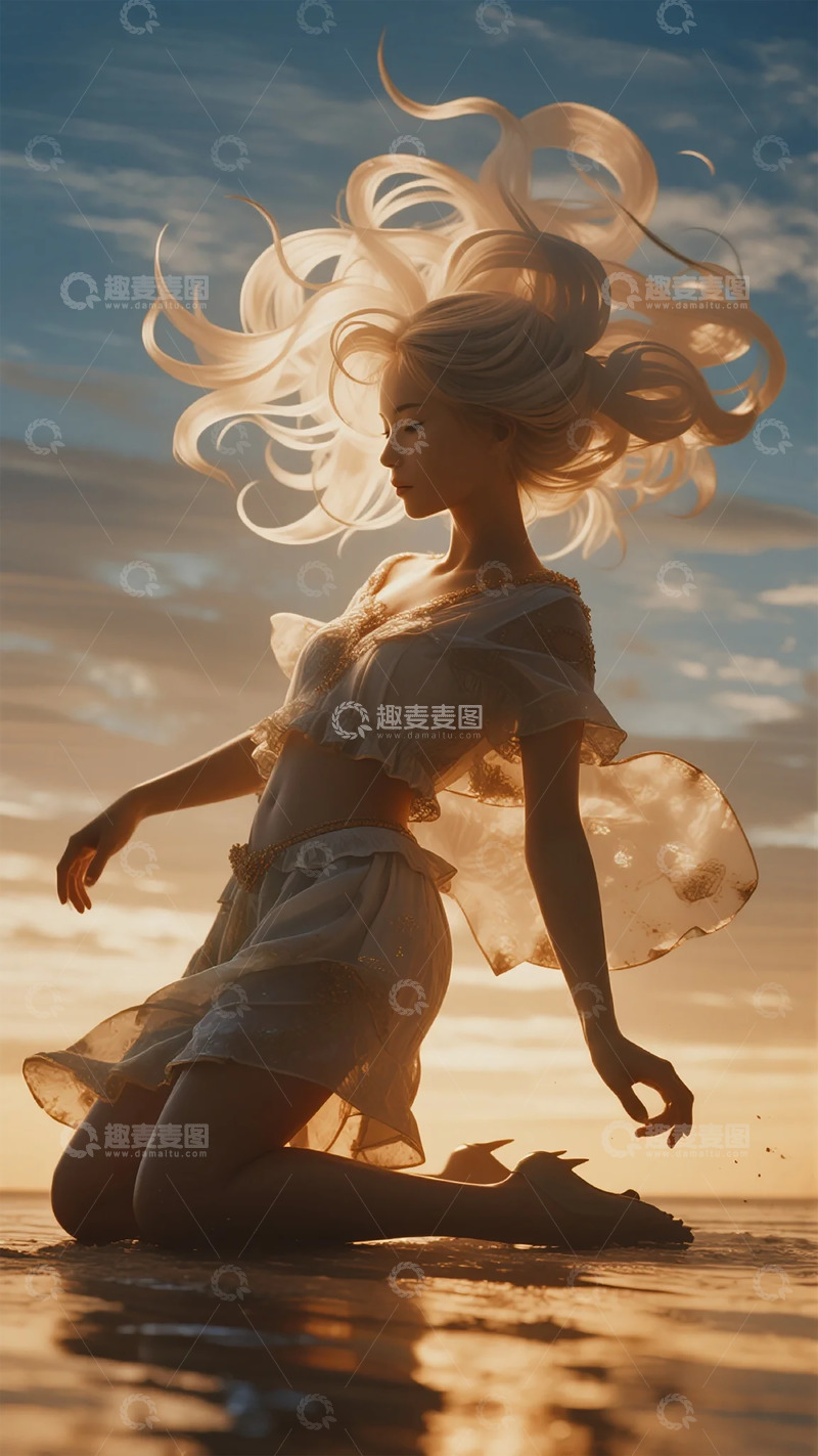 高清大图下载【趣麦麦图】梦幻海滩女性艺术写真