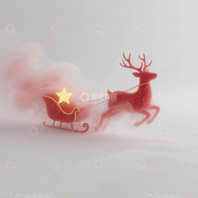 高清大图下载【趣麦麦图】圣诞麋鹿拉雪橇车3