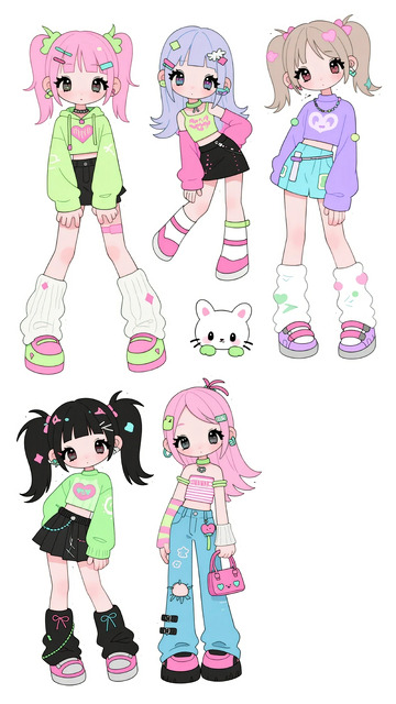 动漫风格美少女时尚插画素材