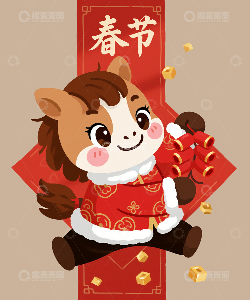 源文件下载【趣麦麦图】马年春节主题小马6