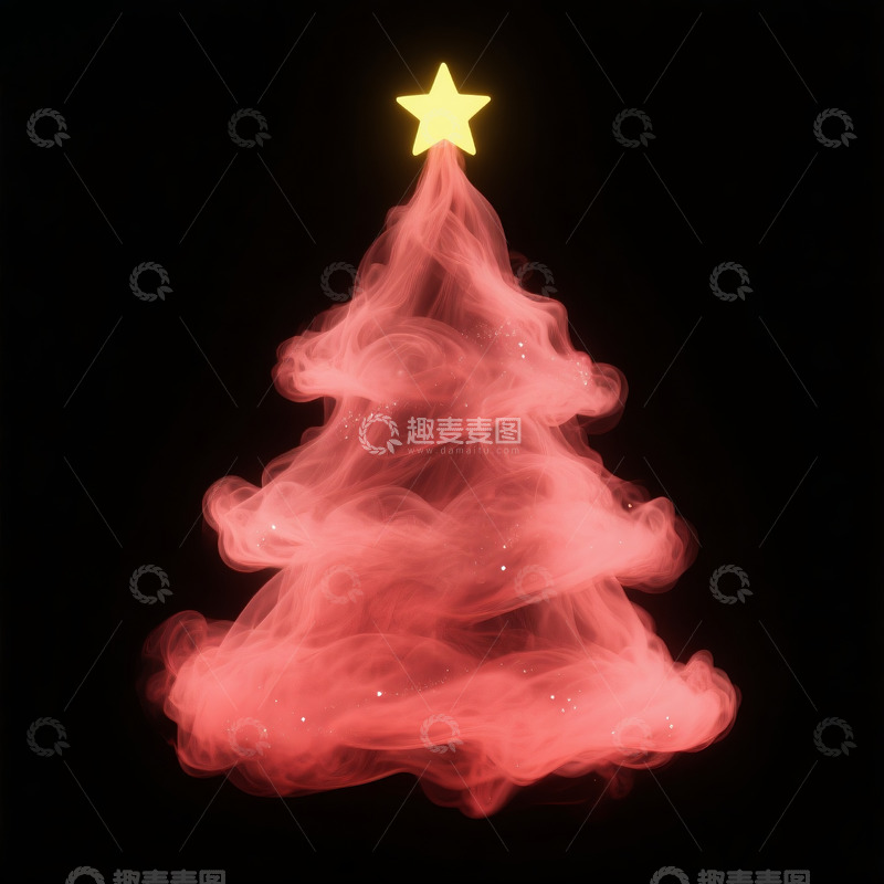 高清大图下载【趣麦麦图】柔雾旋转形成的圣诞树