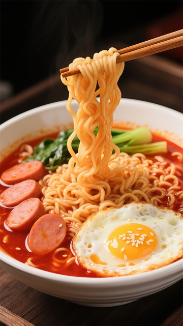 热气腾腾拉面美食摄影