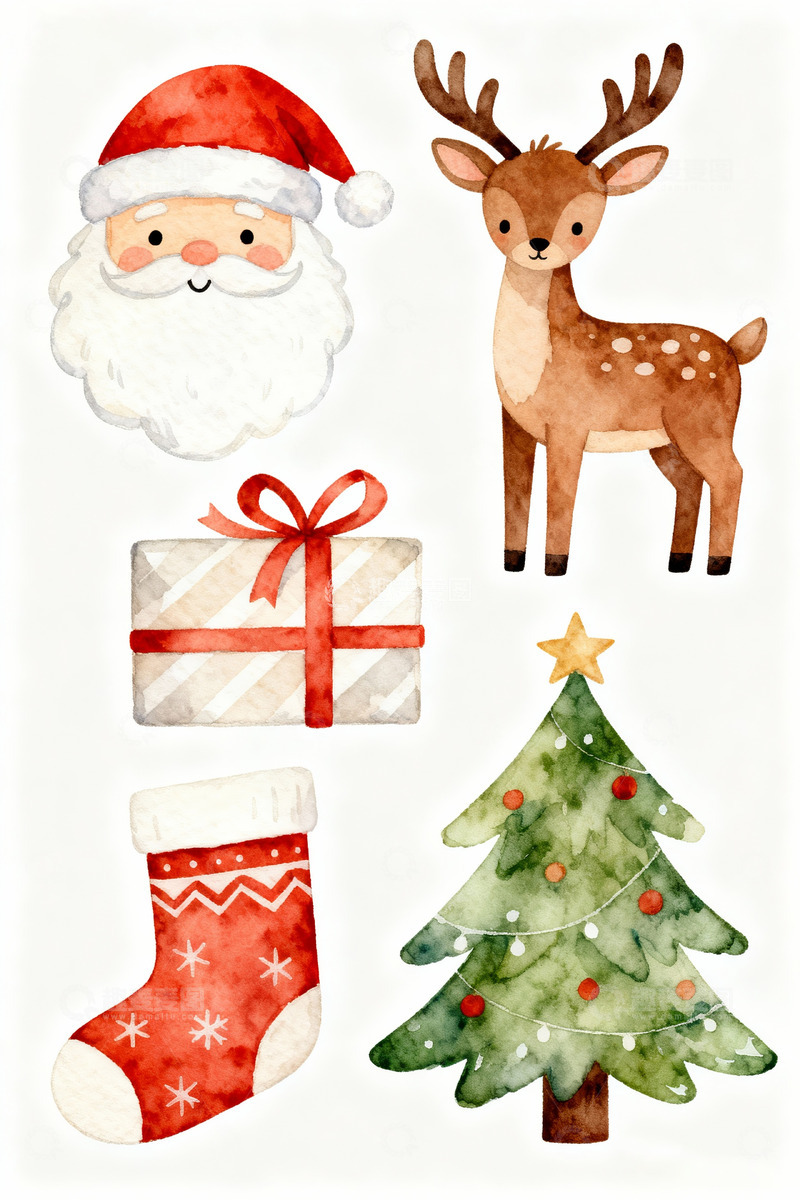 高清大图下载【趣麦麦图】圣诞节手绘元素插画