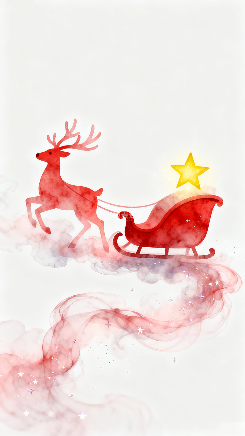 高清大图下载【趣麦麦图】圣诞麋鹿拉雪橇车2