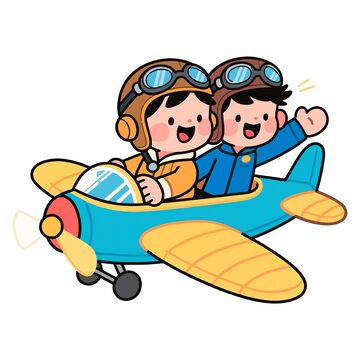 开飞机的小孩卡通人物插画1