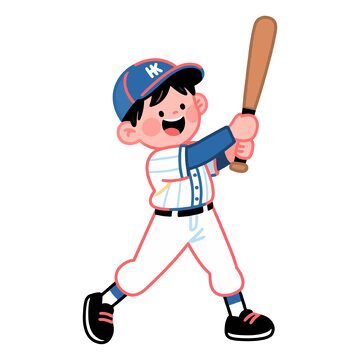 棒球少年卡通形象矢量插画