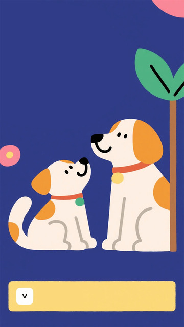 卡通风两只狗狗插画壁纸