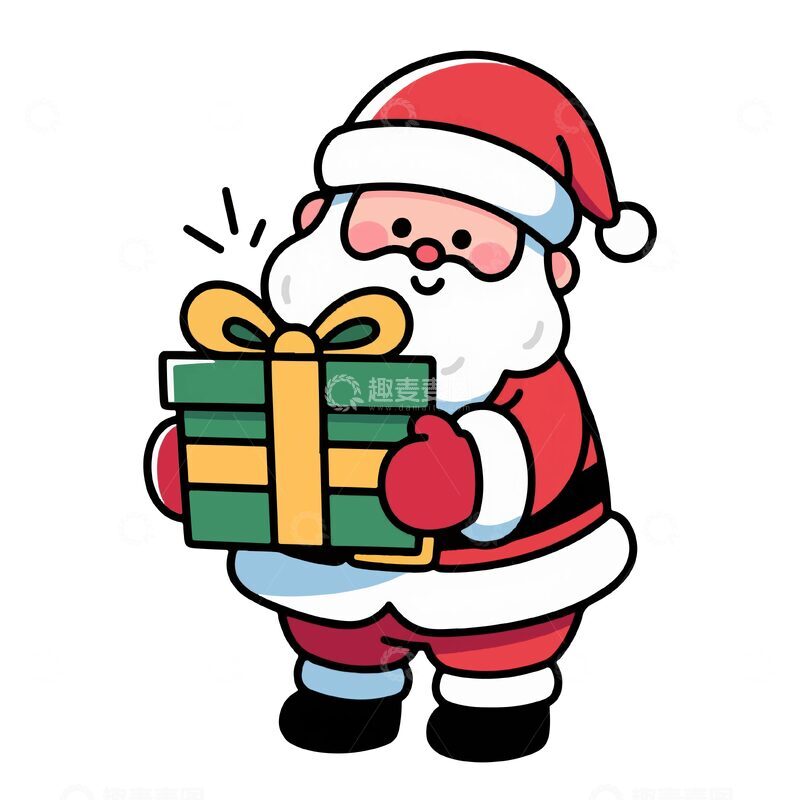 源文件下载【趣麦麦图】卡通圣诞老人送礼物设计图